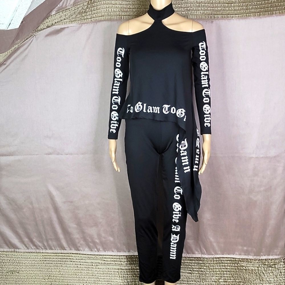 TOO GLAM TO GIVE A‎ DAM 2 pc. Stretch Pants Suit Sm